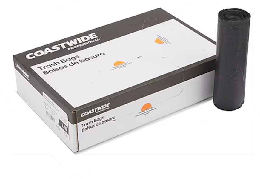 60 Gallon Trash Bags 300 Count 22 Mic 38x60 Black Can Liners Coreless CW17712
