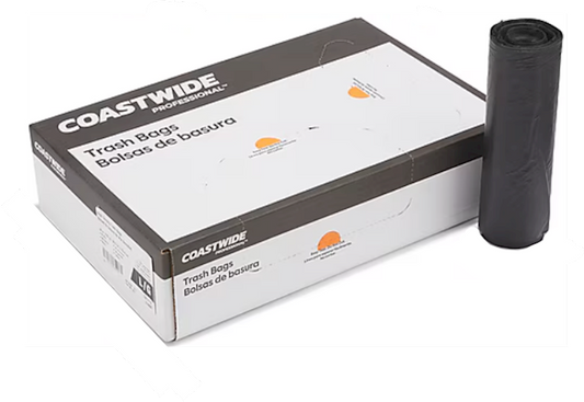 60 Gallon Trash Bags 300 Count 22 Mic 38x60 Black Can Liners Coreless CW17712