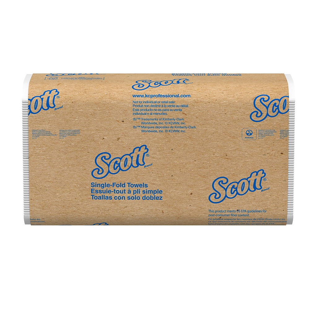 Scott Essential 01700 white single-fold paper towels, 4000 towels per case