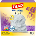 Glad ForceFlex Drawstring Kitchen Trash Bags – 13 Gallon Case of 80