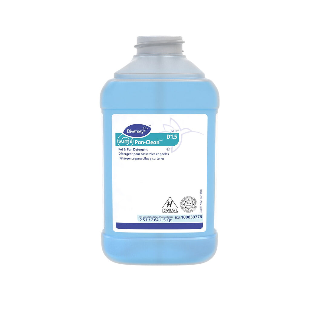 Diversey SUMA Pan-Clean D1.5 J-Fill detergent, 2.5 L bottles - MPN 100839776; see listing for carton quantity