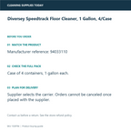 Diversey Speedtrack Floor Cleaner, 1 Gallon, 4/Case — ordering information guide