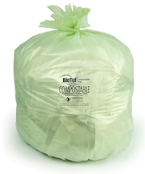BioTuf Green Compostable Trash Can Liners – 20-30 Gallon Case of 150