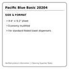 Pacific Blue Basic 20204 size and format information