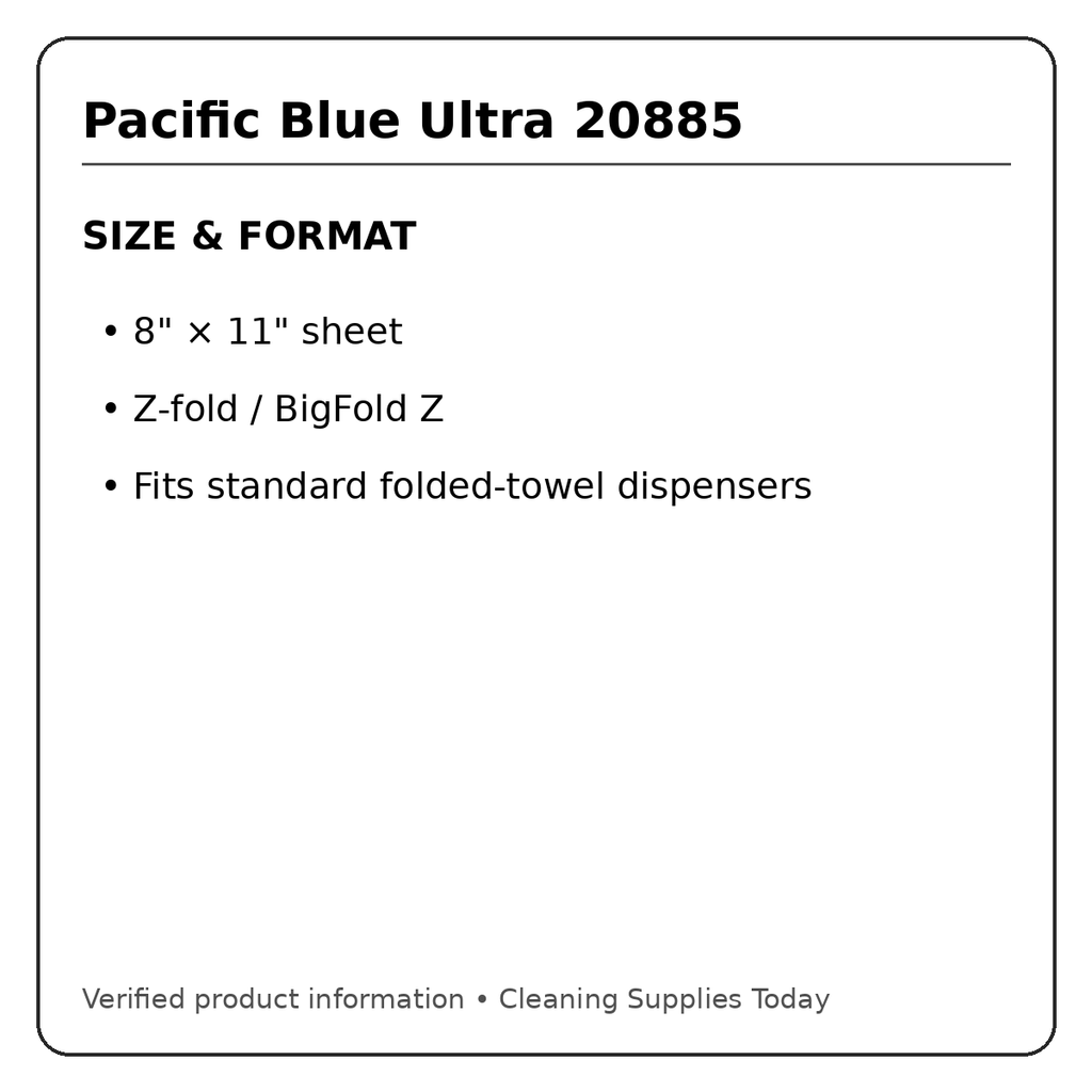 Pacific Blue Ultra 20885 size and format information