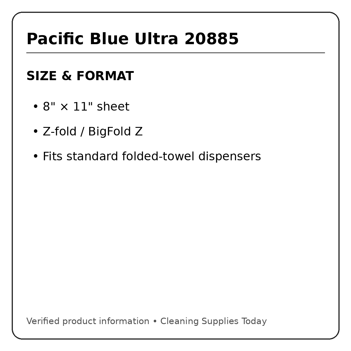 Pacific Blue Ultra 20885 size and format information