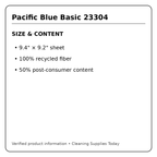 Pacific Blue Basic 23304 size and recycled-content information