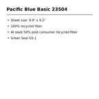 Pacific Blue Basic 23504 product specifications