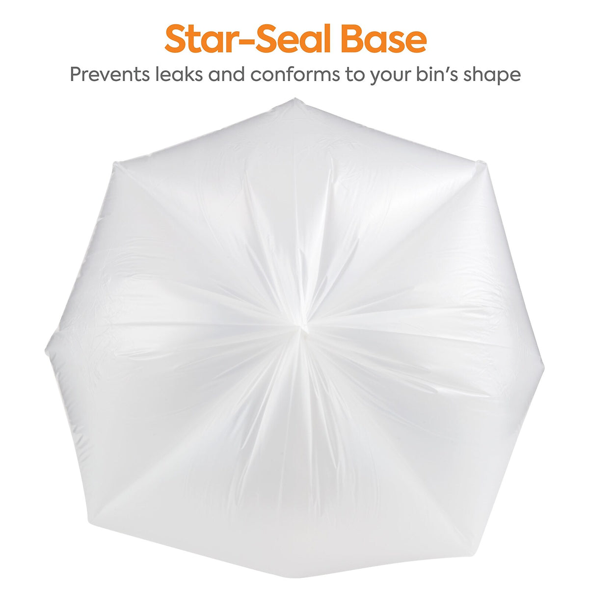 Coastwide Professional 50–56 Gallon Clear Trash Bags, 1.1 Mil, 100/Case – CW57393 — star-seal base