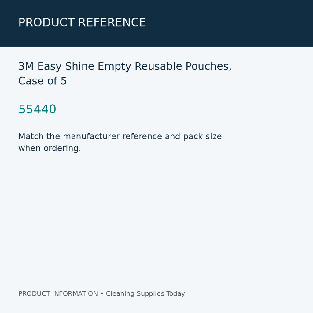 3M Easy Shine Empty Reusable Pouches, Case of 5 — product reference information card