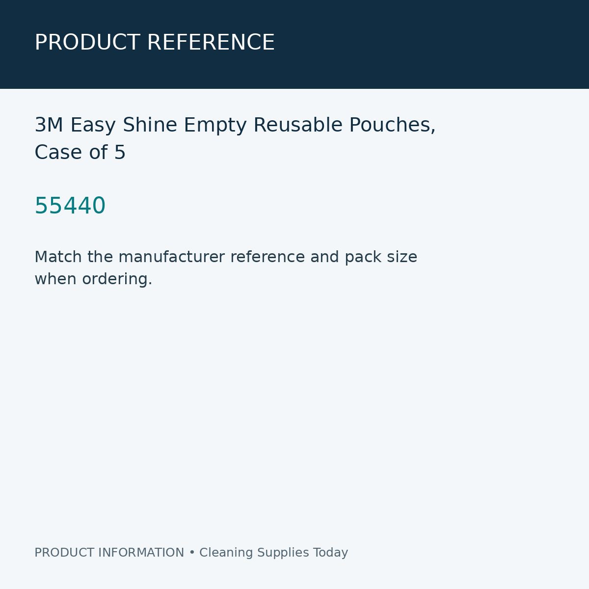 3M Easy Shine Empty Reusable Pouches, Case of 5 — product reference information card