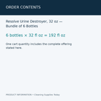 Resolve Urine Destroyer, 32 oz — Bundle of 6 Bottles — order contents information card
