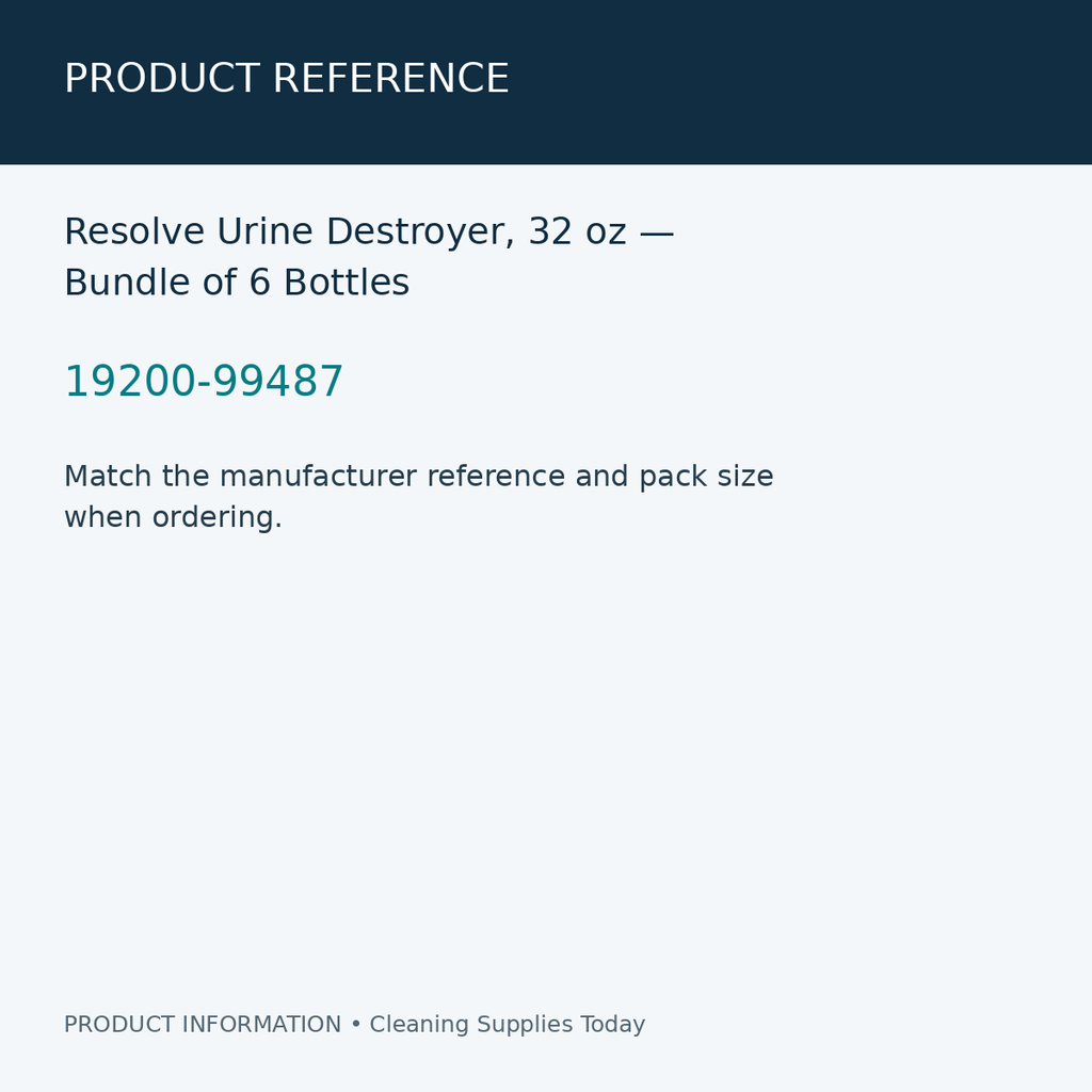 Resolve Urine Destroyer, 32 oz — Bundle of 6 Bottles — product reference information card