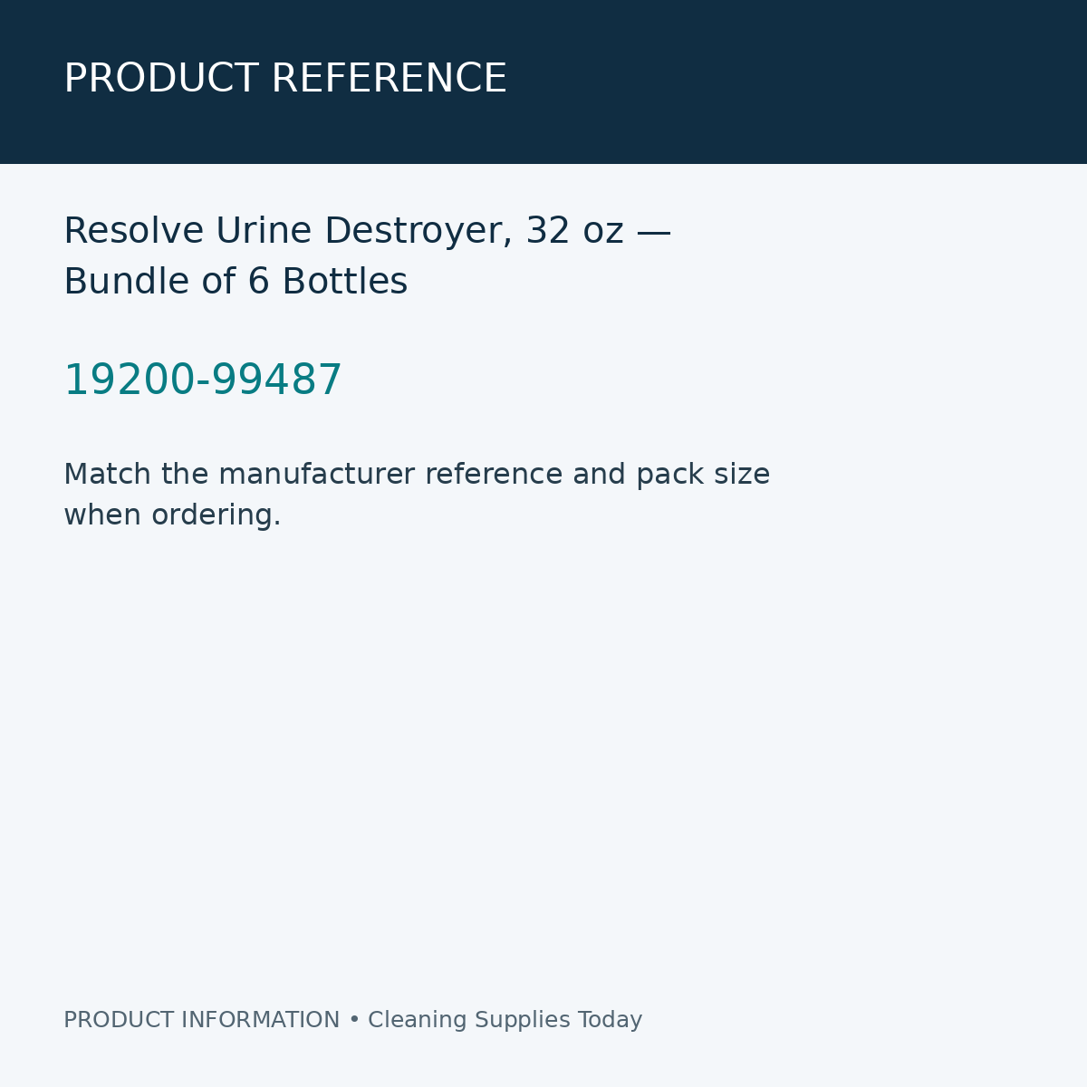 Resolve Urine Destroyer, 32 oz — Bundle of 6 Bottles — product reference information card