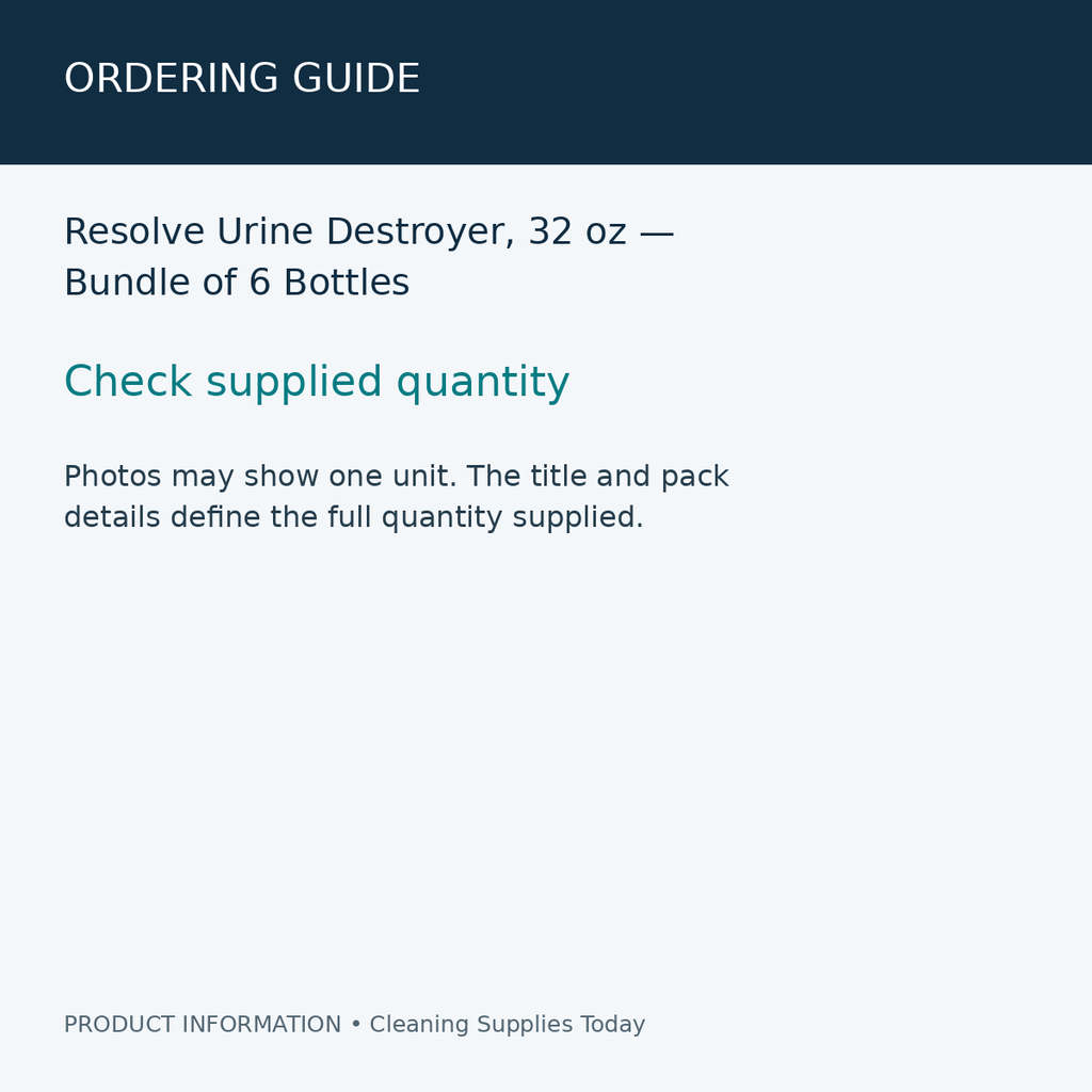 Resolve Urine Destroyer, 32 oz — Bundle of 6 Bottles — ordering guide information card