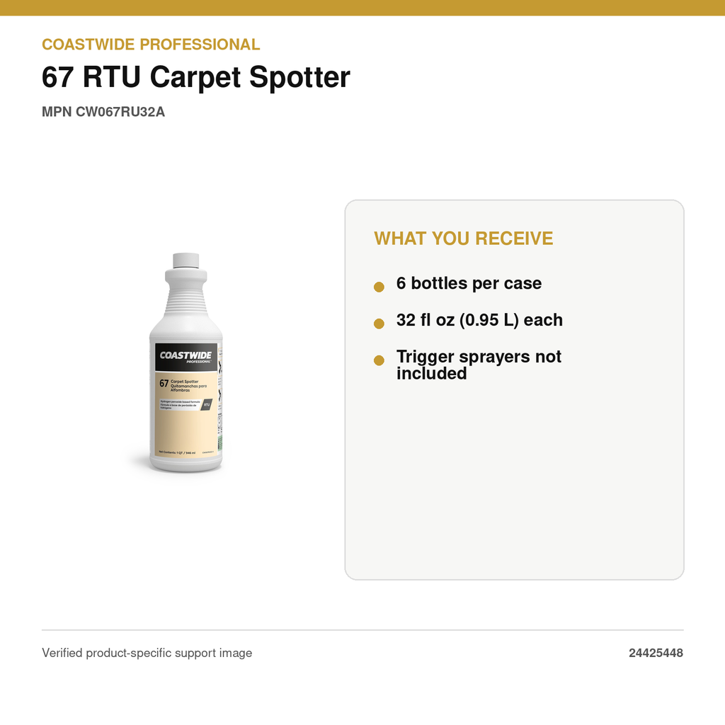 Coastwide Professional 67 RTU Carpet Spotter, 1 Qt, 6/Case – MPN CW067RU32A – package quantity and what you receive