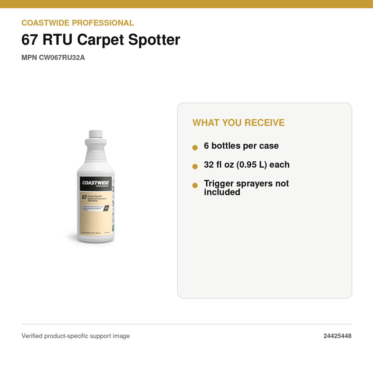 Coastwide Professional 67 RTU Carpet Spotter, 1 Qt, 6/Case – MPN CW067RU32A – package quantity and what you receive