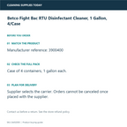 Betco Fight Bac RTU Disinfectant Cleaner, 1 Gallon, 4/Case — ordering information guide