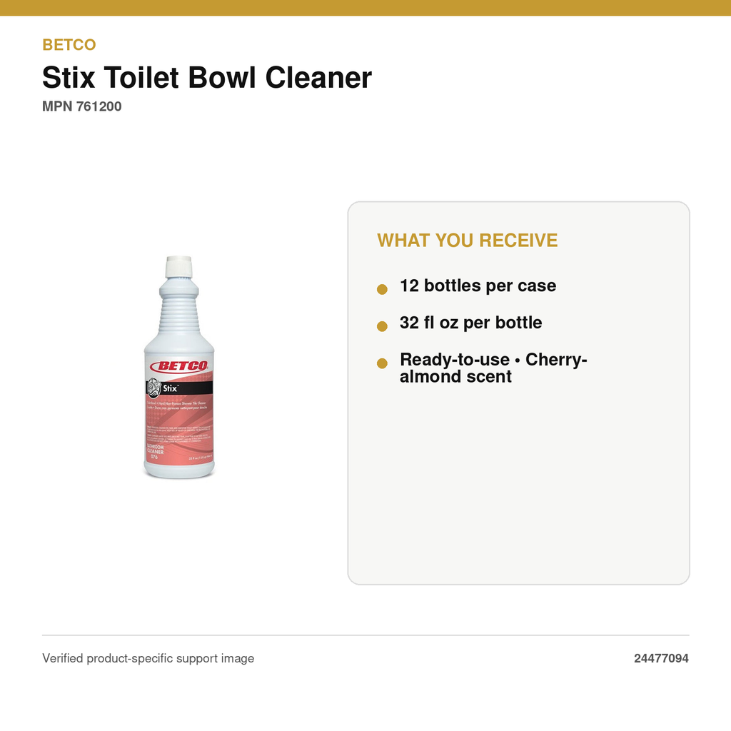 Betco Stix Toilet Bowl Cleaner, 32 oz, 12/Case – MPN 761200 – package quantity and what you receive