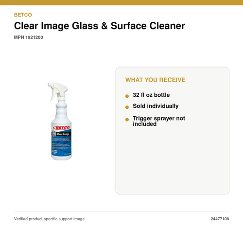 Betco Clear Image Ammonia-Free Glass & Surface Cleaner, 32 oz – MPN 1921200 – package quantity and what you receive