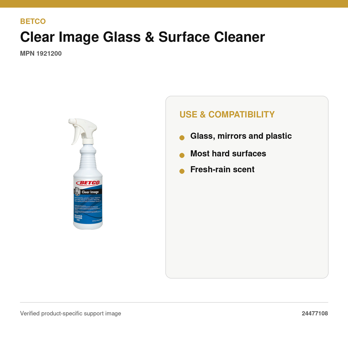 Betco Clear Image glass cleaner uses and compatible surfaces