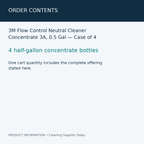 3M Flow Control Neutral Cleaner Concentrate 3A, 0.5 Gal — Case of 4 — order contents information card