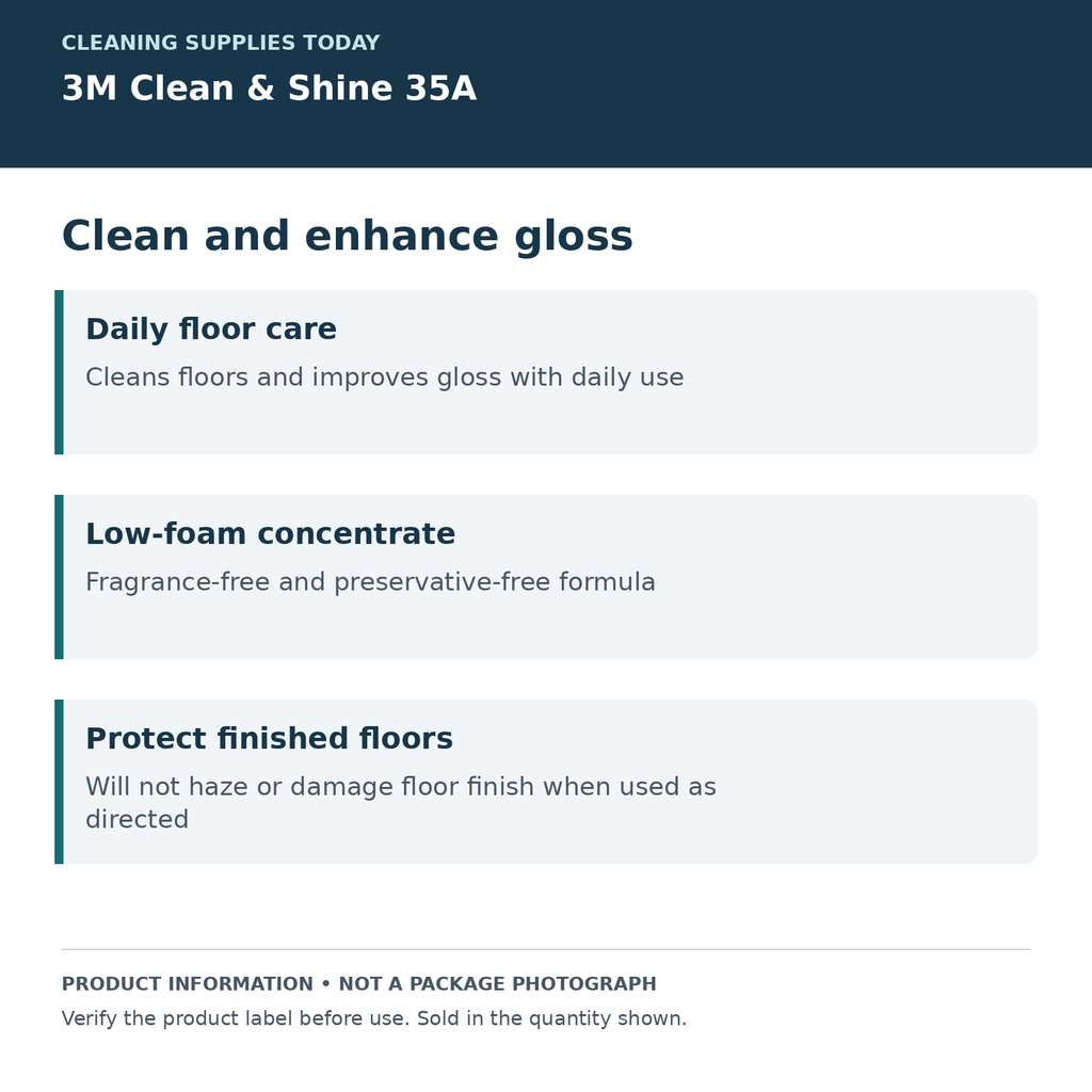 3M 35A — daily cleaning and gloss enhancement; product information card
