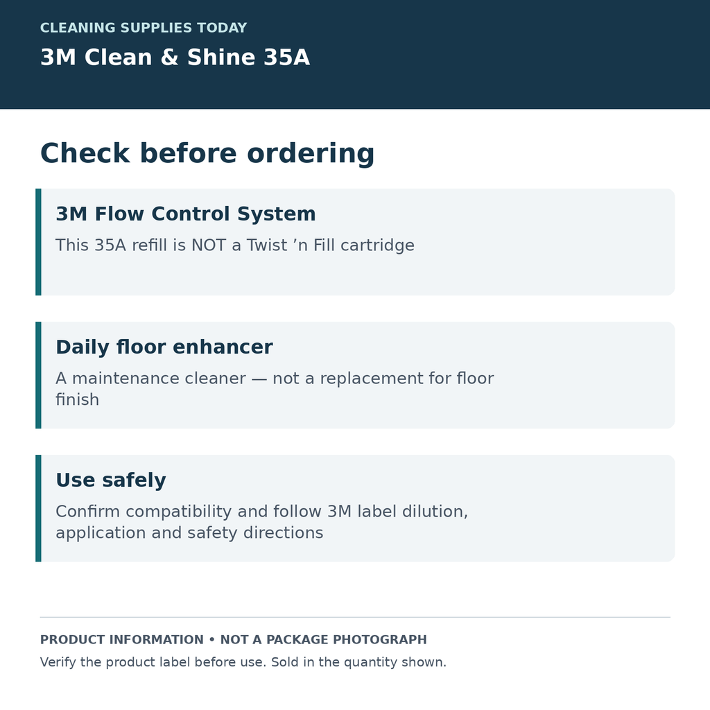 3M 35A — Flow Control compatibility and label-use reminders; product information card