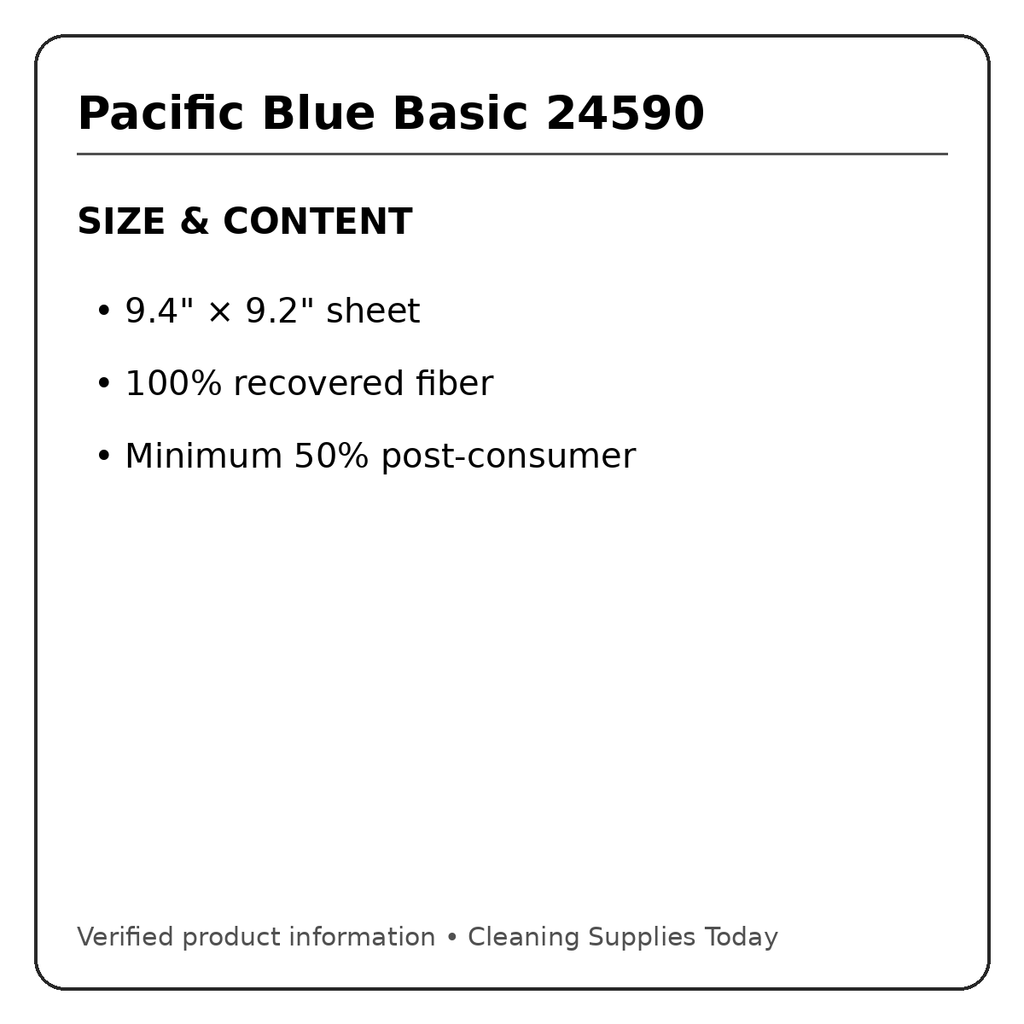 Pacific Blue Basic 24590 size and recycled-content information
