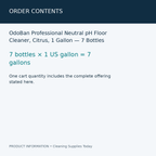 OdoBan Professional Neutral pH Floor Cleaner, Citrus, 1 Gallon — 7 Bottles — order contents information card