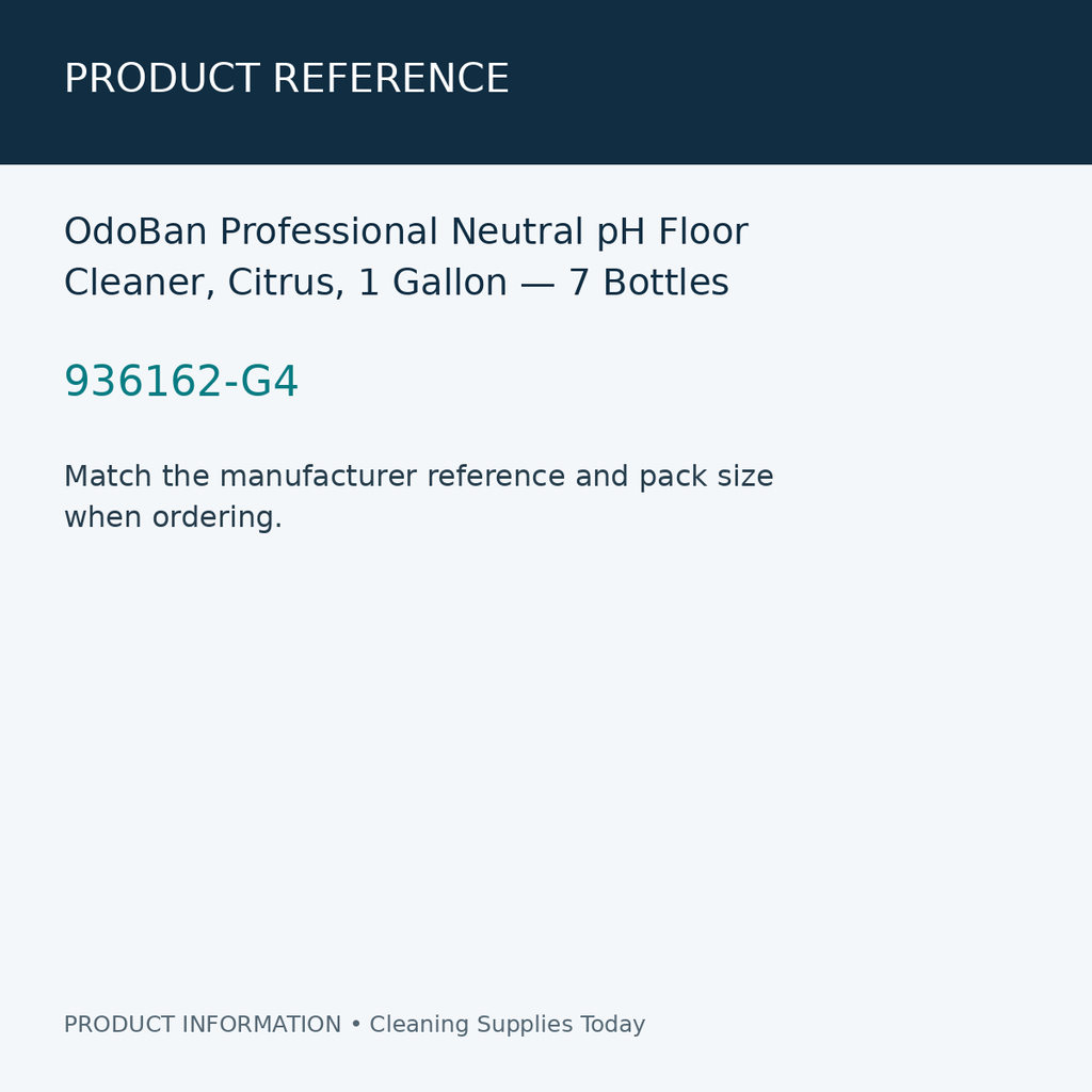 OdoBan Professional Neutral pH Floor Cleaner, Citrus, 1 Gallon — 7 Bottles — product reference information card