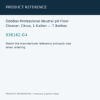 OdoBan Professional Neutral pH Floor Cleaner, Citrus, 1 Gallon — 7 Bottles — product reference information card