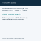 OdoBan Professional Neutral pH Floor Cleaner, Citrus, 1 Gallon — 7 Bottles — ordering guide information card