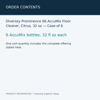 Diversey Prominence 66 AccuMix Floor Cleaner, Citrus, 32 oz — Case of 6 — order contents information card