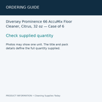 Diversey Prominence 66 AccuMix Floor Cleaner, Citrus, 32 oz — Case of 6 — ordering guide information card