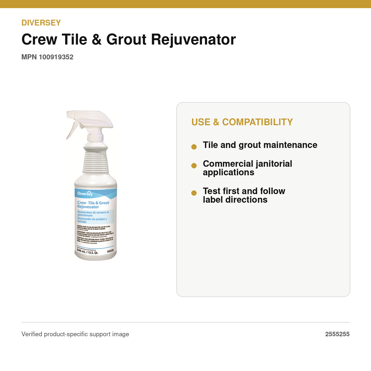 Diversey Crew Tile and Grout Rejuvenator use and compatibility