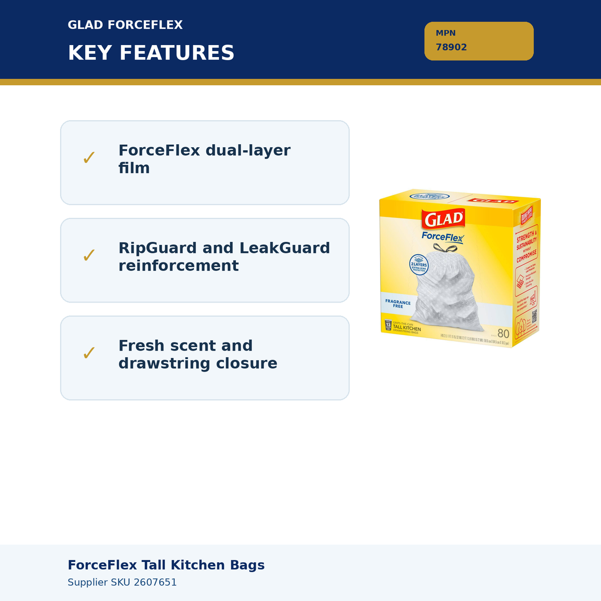 Glad 78902 – key liner features