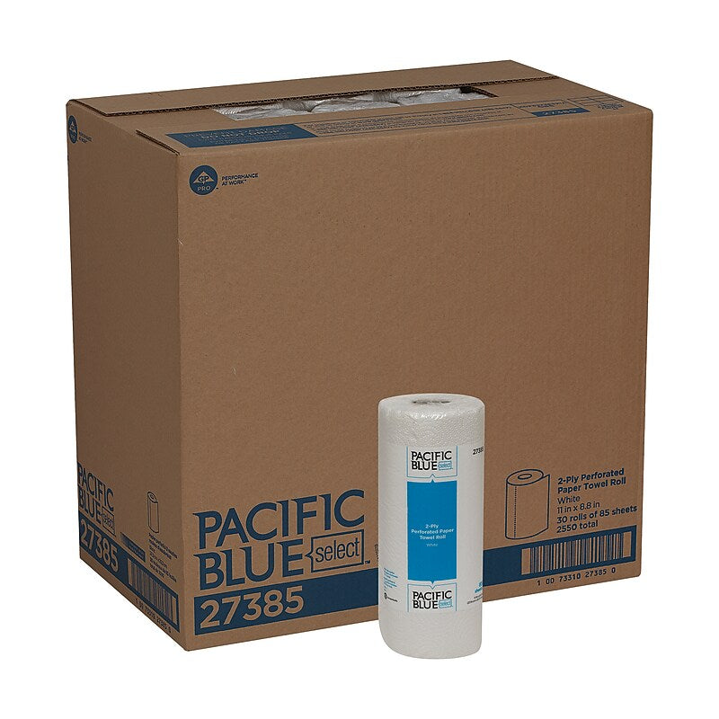 Pacific Blue Select 27385 case and white perforated paper towel roll