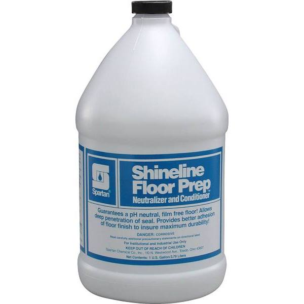 Spartan Shineline Floor Prep neutralizer/conditioner, manufacturer 302904, one-gallon bottle; case listing supplies 12 bottles