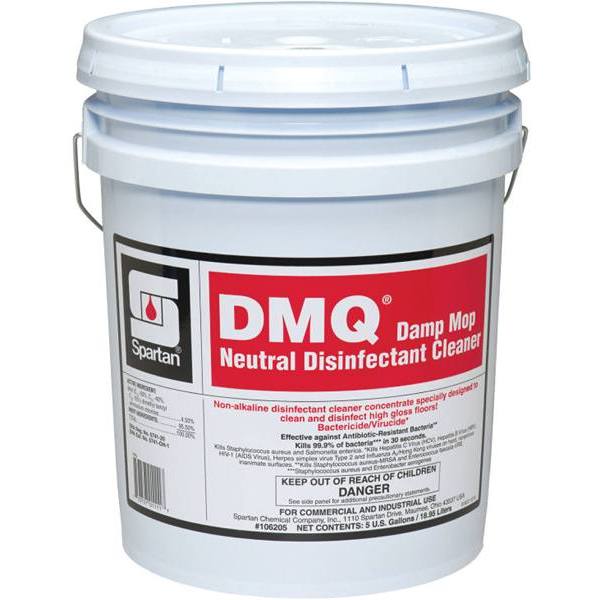 Spartan DMQ Neutral Disinfectant Cleaner Concentrate, Lemon, 5 Gal – 106205 — product photo; order quantity as listed