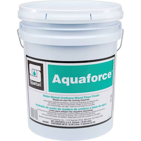 Spartan AquaForce Wood Floor Finish, Water-Based Urethane, 5 Gal – 584305 — product photo; order quantity as listed