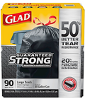 Glad Drawstring Extra Strong Black Trash Bags – 30 Gallon Case of 90