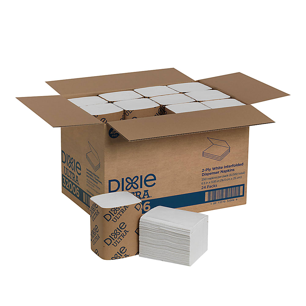 Dixie Ultra 32006 white interfold napkins, 6000 per case