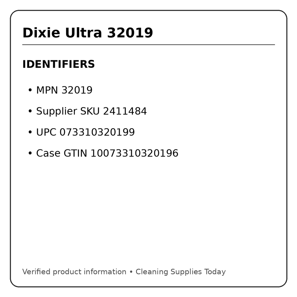 Dixie Ultra 32019 identifiers
