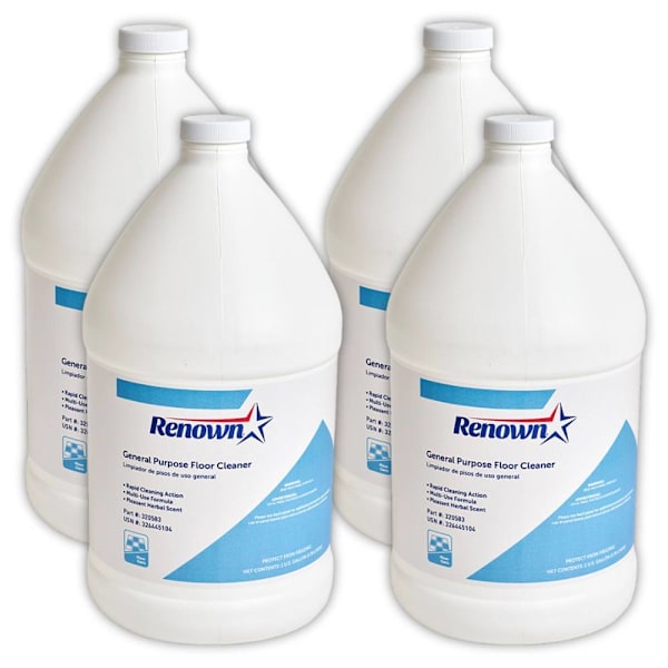 Renown General Purpose Floor Cleaner, one-gallon bottle; source photo shows four; listing supplies 12