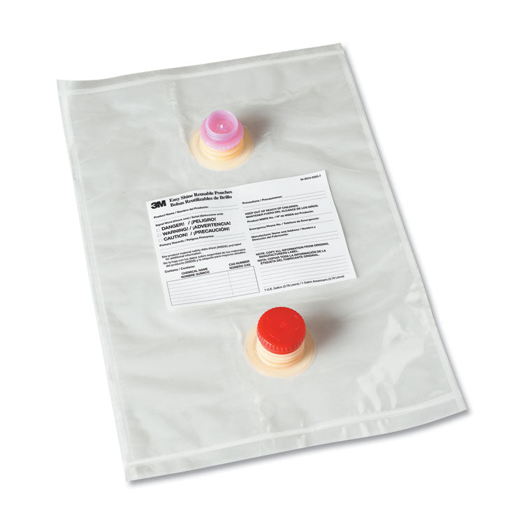 3M Easy Shine reusable pouches; two shown in product image; case contains five pouches