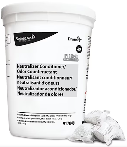 Diversey DIBS Floor Conditioner & Deodorizer Packets | Commercial Floor Neutralizer After Stripping | 180 Packets Case