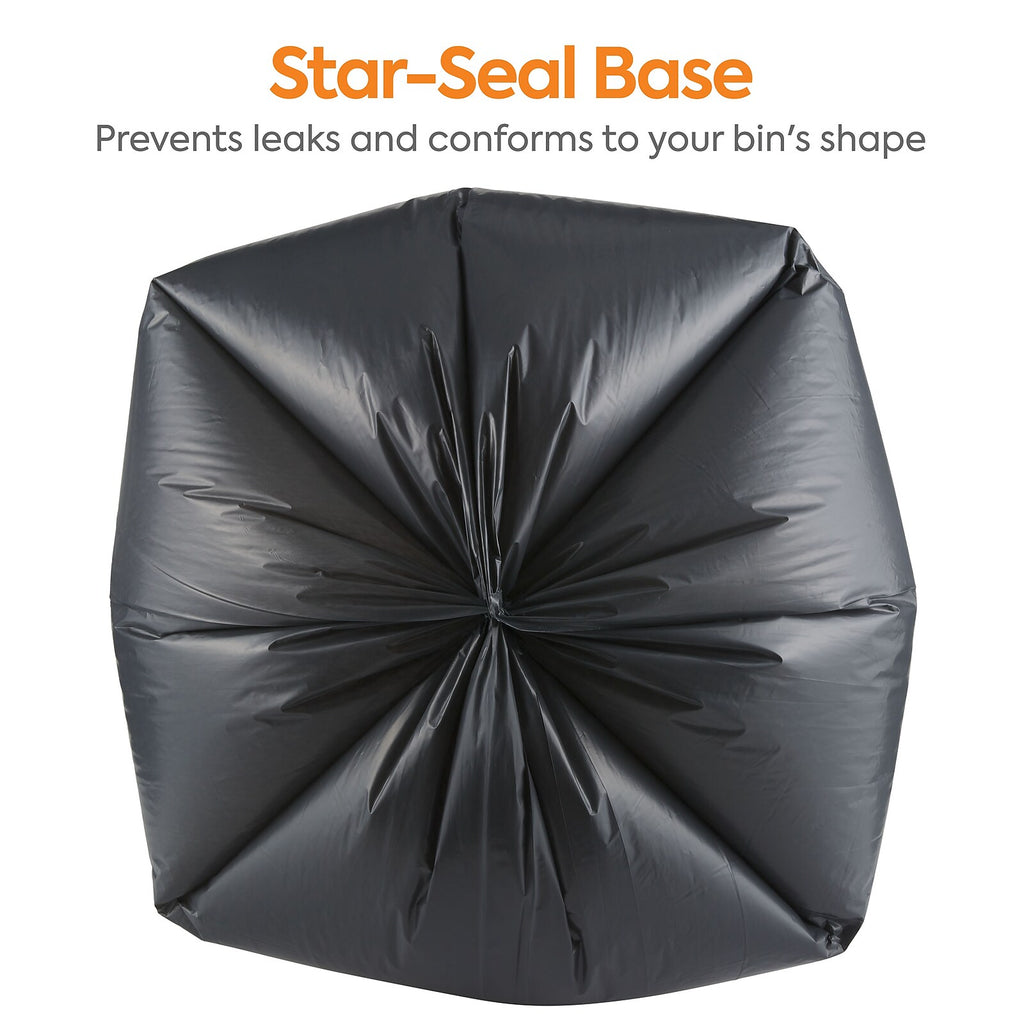 Coastwide Professional 40–45 Gallon Black Trash Bags, 1.5 Mil, 100/Case – CW25532 — star-seal base