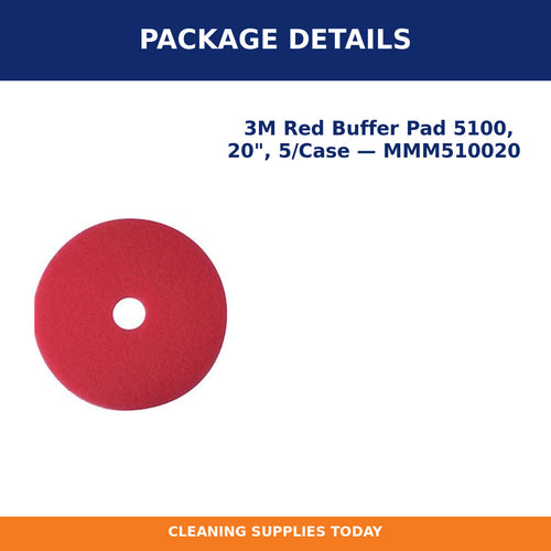 Package details for 3M Red Buffer Pad 5100, 20", 5/Case — MMM510020