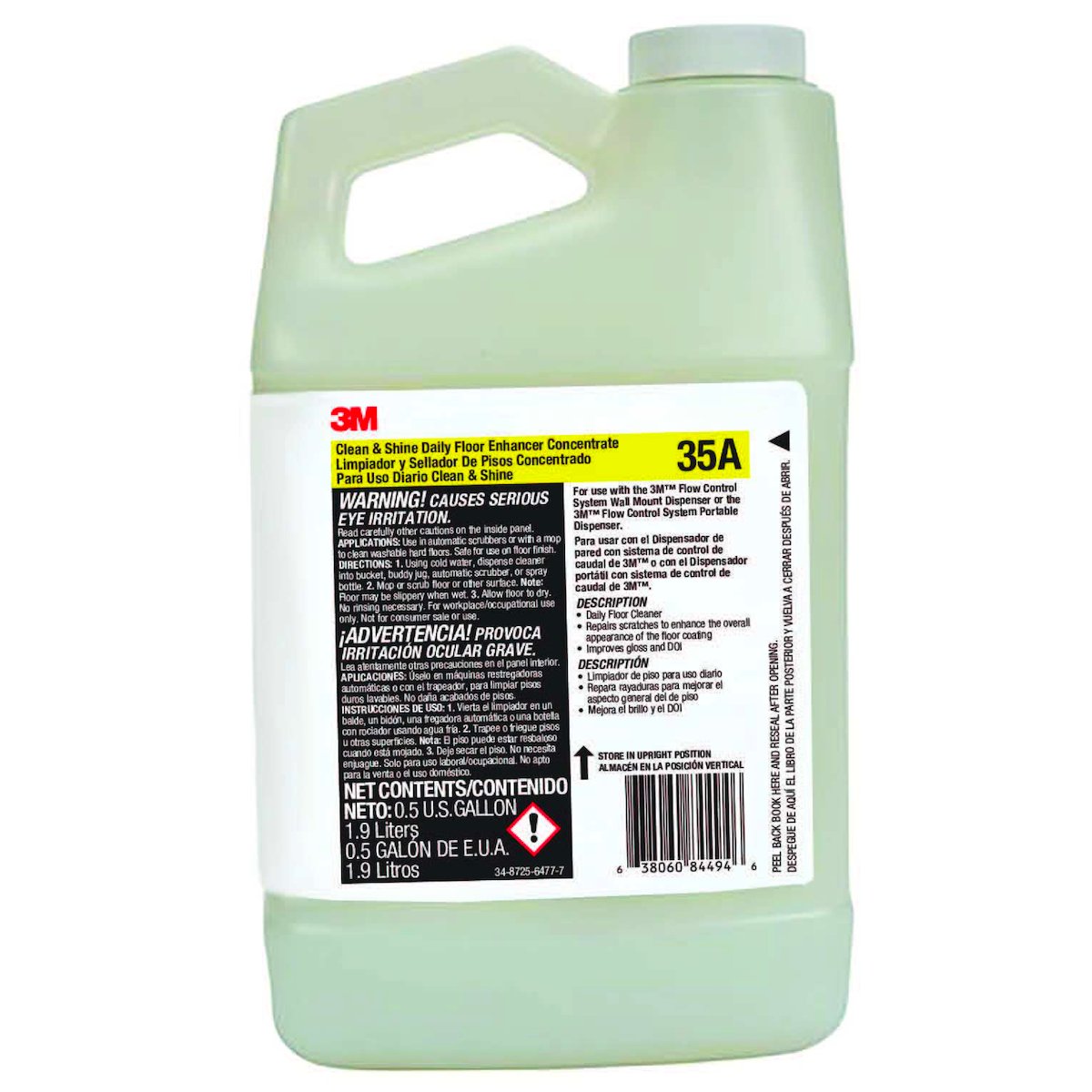 3M Clean and Shine 35A half-gallon bottle with readable product label; four bottles per case